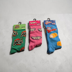 NWT Novelty Snack Socks Lot of 3 Apple Jacks Bubble Yum Twinkies Men 6-12 Crew